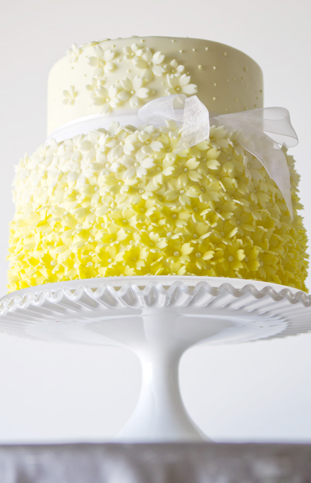 Lemon coloured wedding cakes
